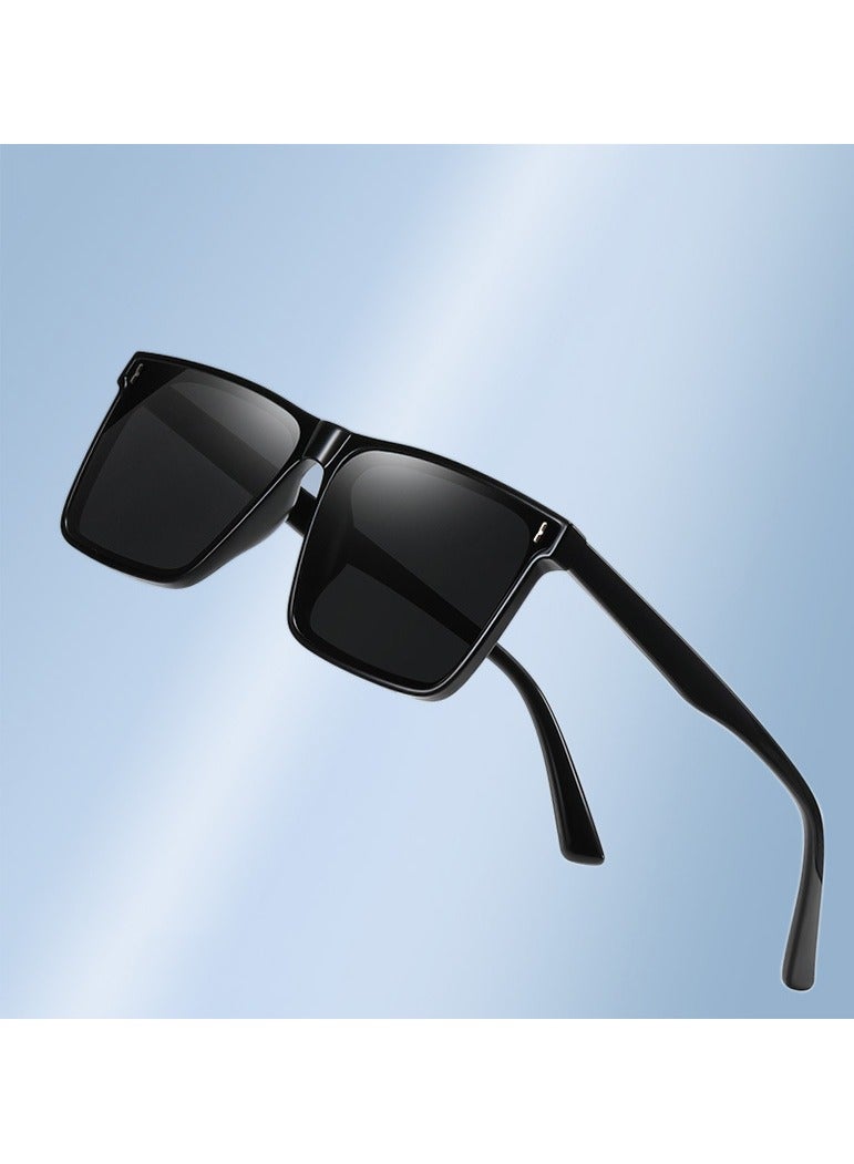 Youque TR90 Polarized sunglasses HD Polarized Lens 100% UV400 Protection Stylish Design Classic Square Sports Sun Glasses Driving for Men/Women Black - Image 1