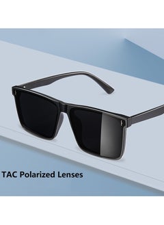 Youque TR90 Polarized sunglasses HD Polarized Lens 100% UV400 Protection Stylish Design Classic Square Sports Sun Glasses Driving for Men/Women Black  - Image 2