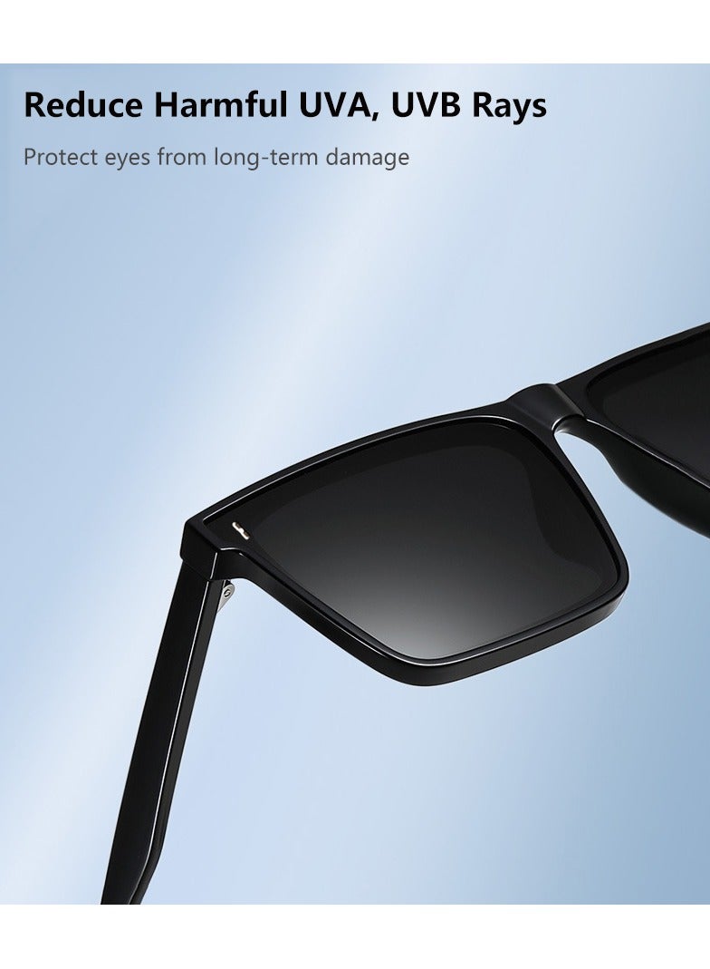 Youque TR90 Polarized sunglasses HD Polarized Lens 100% UV400 Protection Stylish Design Classic Square Sports Sun Glasses Driving for Men/Women Black - Image 3