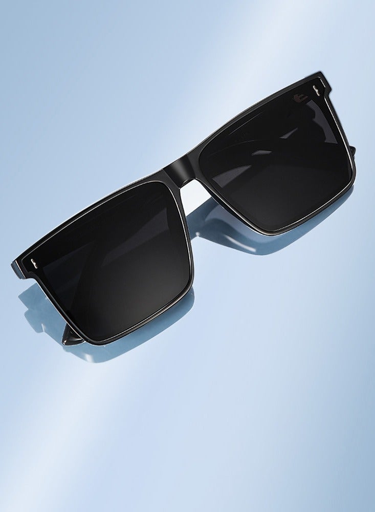 Youque TR90 Polarized sunglasses HD Polarized Lens 100% UV400 Protection Stylish Design Classic Square Sports Sun Glasses Driving for Men/Women Black - Image 4