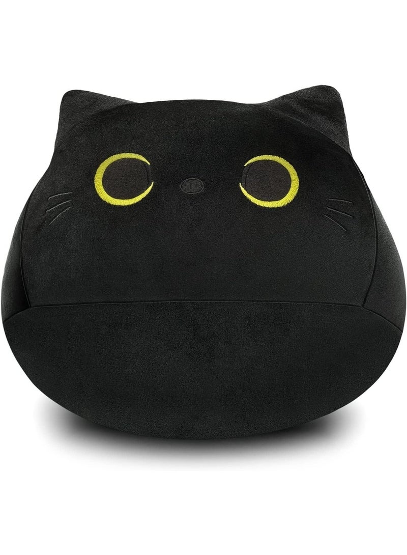 ChicAbode Black Cat Throw Pillow, Black Cat Pillow, 12 Inch Stuffed Cat Soft Pillow, Comfortable Lumbar Back Cushion, Soft Cat Throw Pillow for Home Car Decoration, Birthday Gift For Friends Familes - Image 1