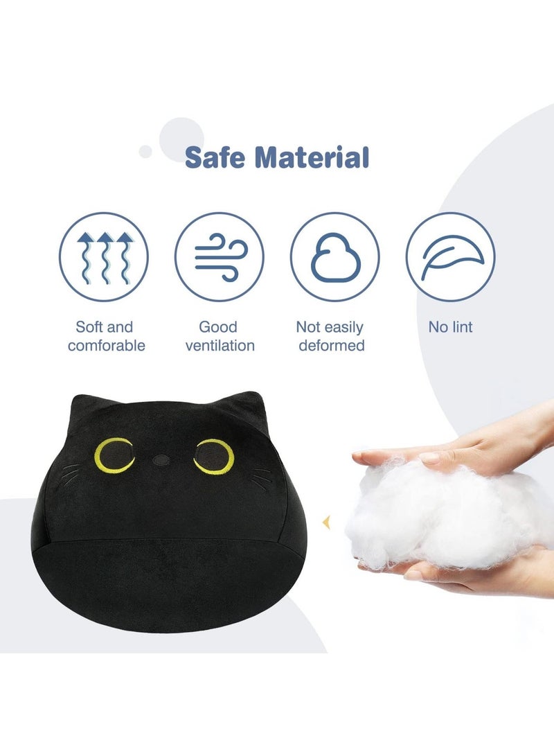 ChicAbode Black Cat Throw Pillow, Black Cat Pillow, 12 Inch Stuffed Cat Soft Pillow, Comfortable Lumbar Back Cushion, Soft Cat Throw Pillow for Home Car Decoration, Birthday Gift For Friends Familes - Image 3