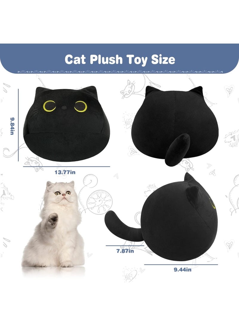 ChicAbode Black Cat Throw Pillow, Black Cat Pillow, 12 Inch Stuffed Cat Soft Pillow, Comfortable Lumbar Back Cushion, Soft Cat Throw Pillow for Home Car Decoration, Birthday Gift For Friends Familes - Image 2