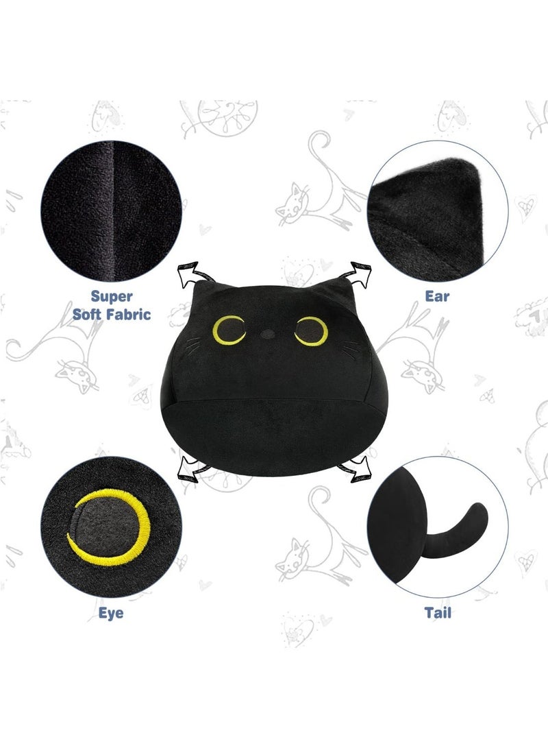 ChicAbode Black Cat Throw Pillow, Black Cat Pillow, 12 Inch Stuffed Cat Soft Pillow, Comfortable Lumbar Back Cushion, Soft Cat Throw Pillow for Home Car Decoration, Birthday Gift For Friends Familes - Image 4