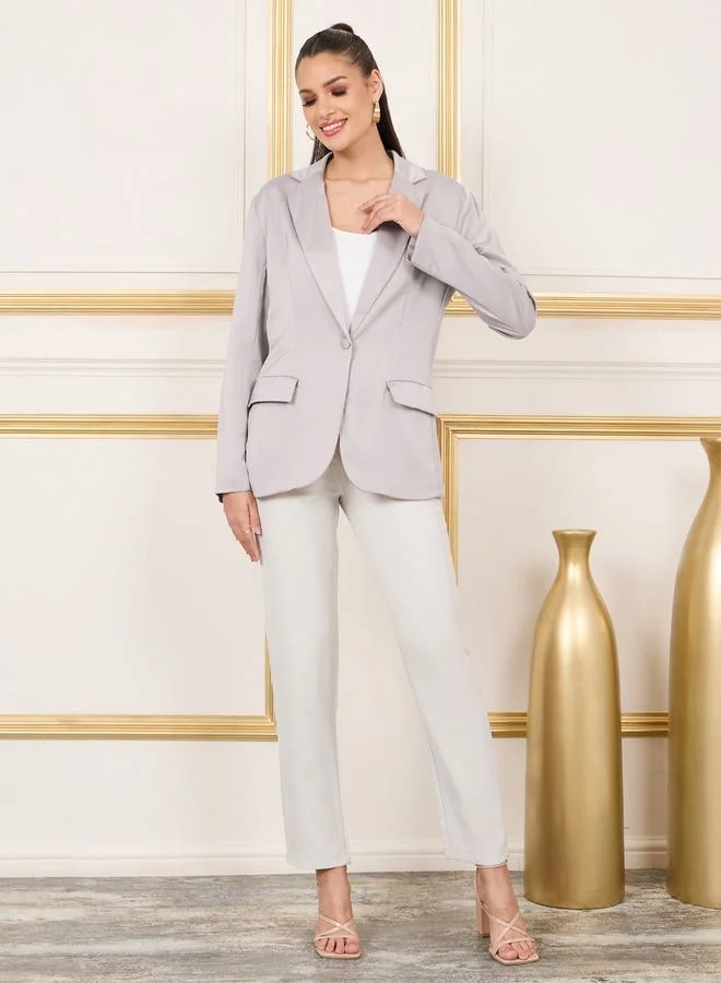 ستايلي Satin Single Breasted Regular Fit Blazer
