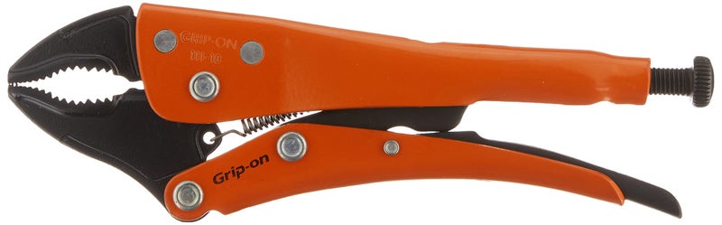 GripOn 11110 10Inch Curved Jaw Locking Pliers in Orange Epoxy
