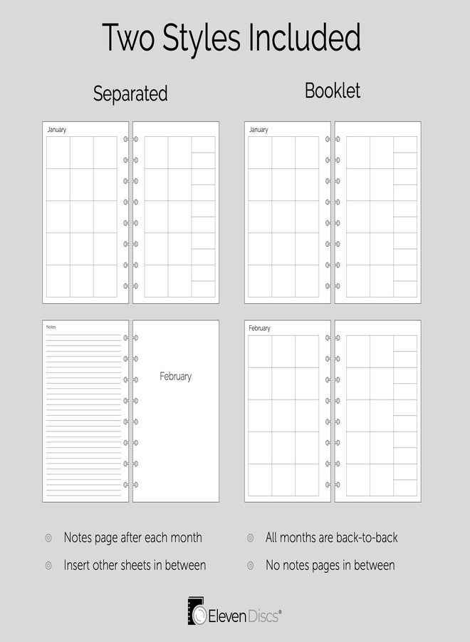 Eleven Discs 2026 Monthly Planner, Monday Start, Junior Size, 2 Styles (Separated, Booklet), Premium Discbound Notebook Paper for Circa, Arc, TUL (40 Sheets) - Image 5