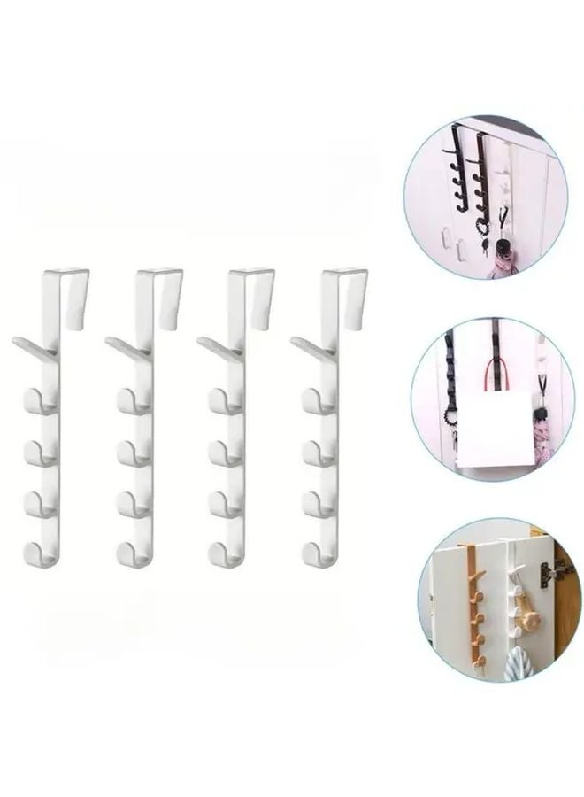 6 قطع خطافات فوق الباب متينة من البلاستيك تركيب بدون حفر أبيض أسود بني - Image 2