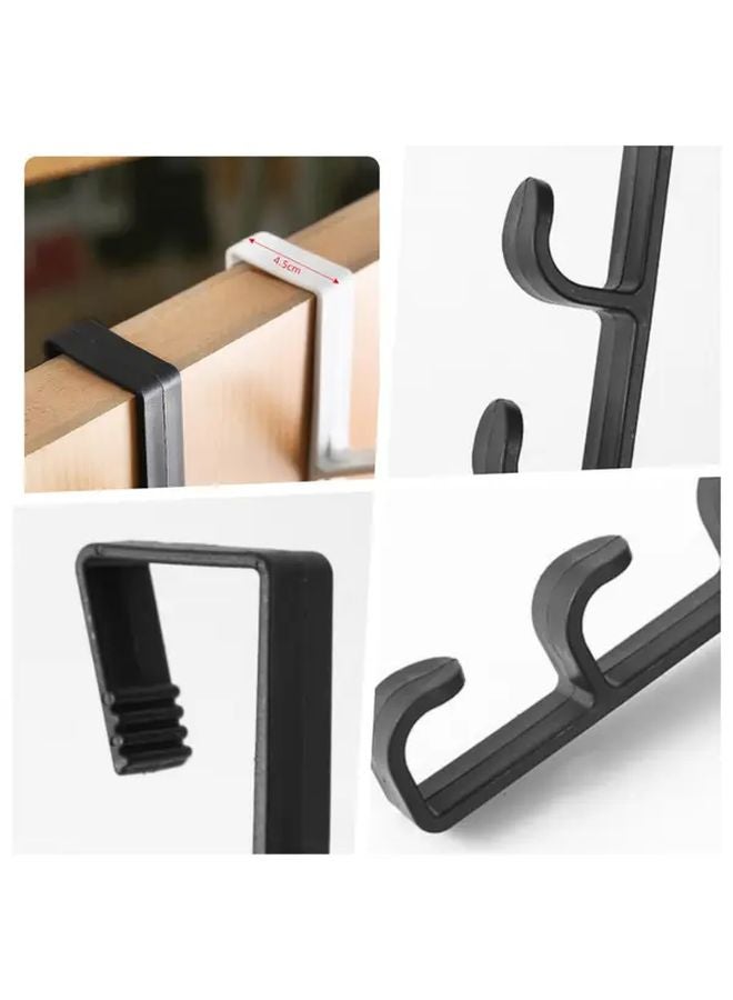 6 قطع خطافات فوق الباب متينة من البلاستيك تركيب بدون حفر أبيض أسود بني - Image 3