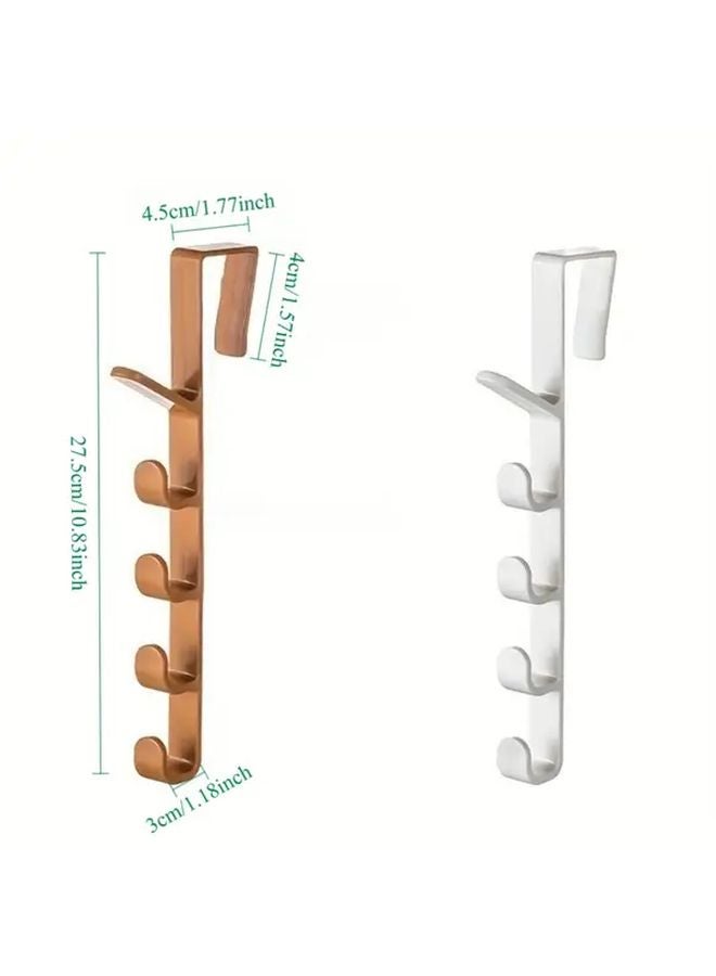 6 قطع خطافات فوق الباب متينة من البلاستيك تركيب بدون حفر أبيض أسود بني - Image 4