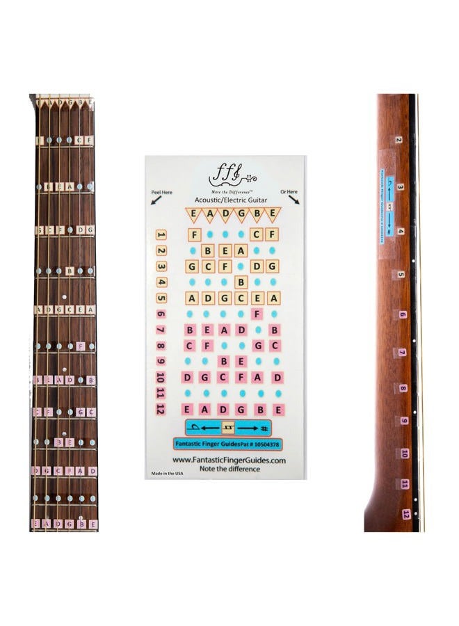 FFG NOTE THE DIFFERENCE Fantastic Finger Guide for Acoustic and Electric Guitars | Guitar Accessories | Fretboard and Fingerboard Stickers | Guitar Learning Tools | Guitar Stickers | Learn to Play Guitar | Frets 1-12 - Image 1