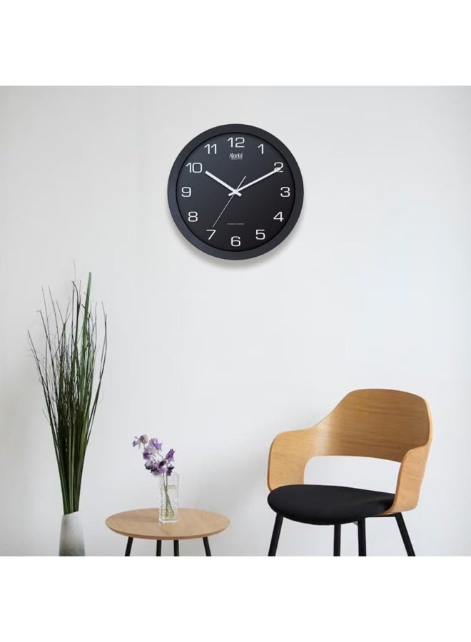 Ajanta Designer Wall Clock 1057 – Black Wide Frame, Matte Dial, Silent Sweep Movement | Luxury Office & Home Décor, 1-Year Warranty - Image 2