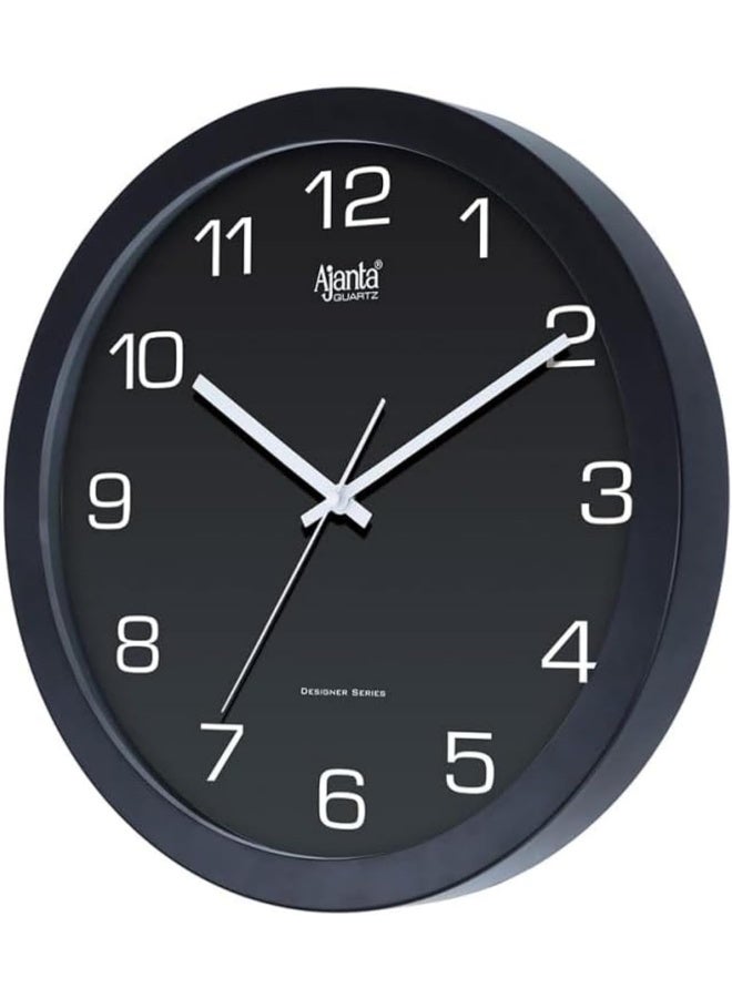 Ajanta Designer Wall Clock 1057 – Black Wide Frame, Matte Dial, Silent Sweep Movement | Luxury Office & Home Décor, 1-Year Warranty - Image 1