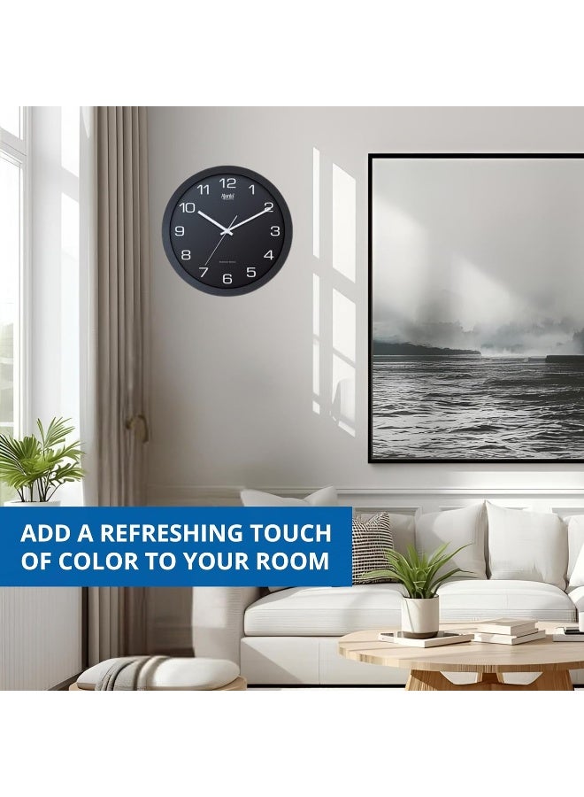Ajanta Designer Wall Clock 1057 – Black Wide Frame, Matte Dial, Silent Sweep Movement | Luxury Office & Home Décor, 1-Year Warranty - Image 3