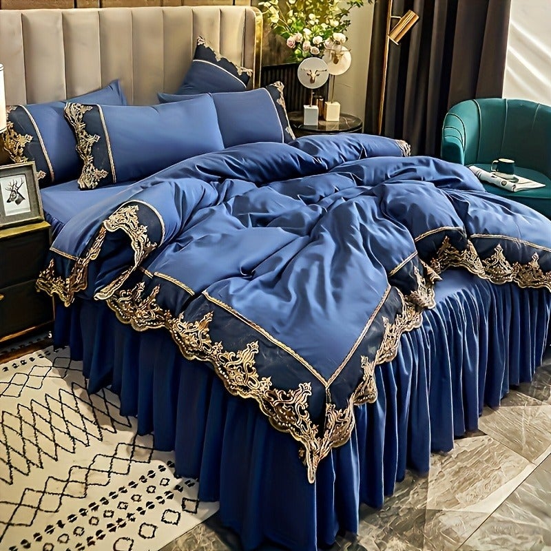 Contemporary Plain Colored Bedding in Green, Blue, Grey, Pink, White, Red, Purple, Or Light Green, Including Quilt Cover And Pillowcase, Available in Two Or Three Piece Options - Image 3