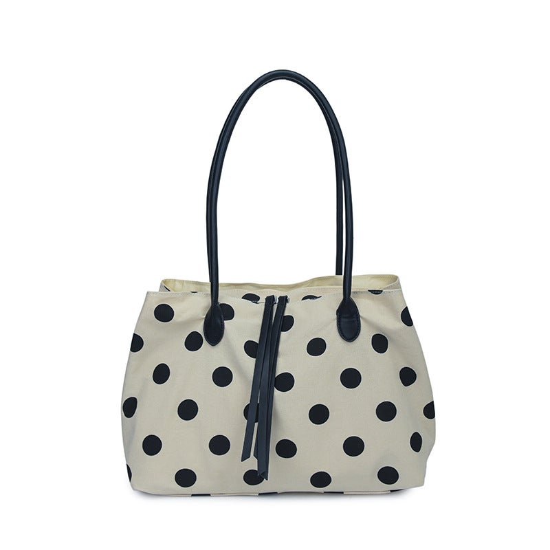 Women's Lightweight Polka Dot Nylon Shoulder Bag - Image 5