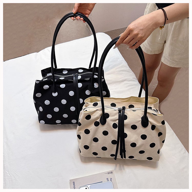 Women's Lightweight Polka Dot Nylon Shoulder Bag - Image 1