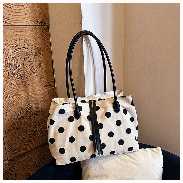 Women's Lightweight Polka Dot Nylon Shoulder Bag - Image 2