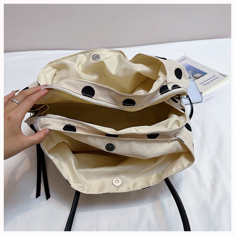 Women's Lightweight Polka Dot Nylon Shoulder Bag - Image 4