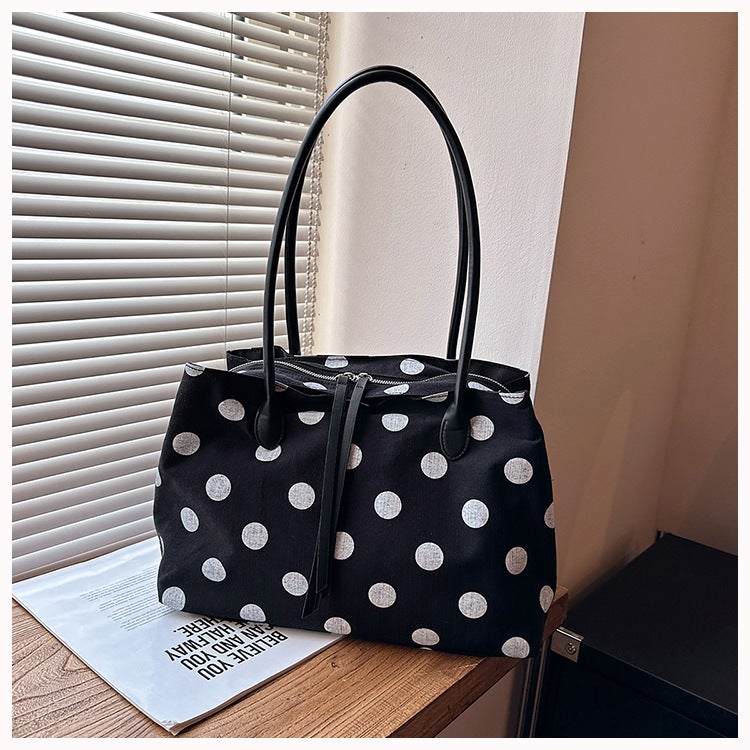 Women's Lightweight Polka Dot Nylon Shoulder Bag - Image 3