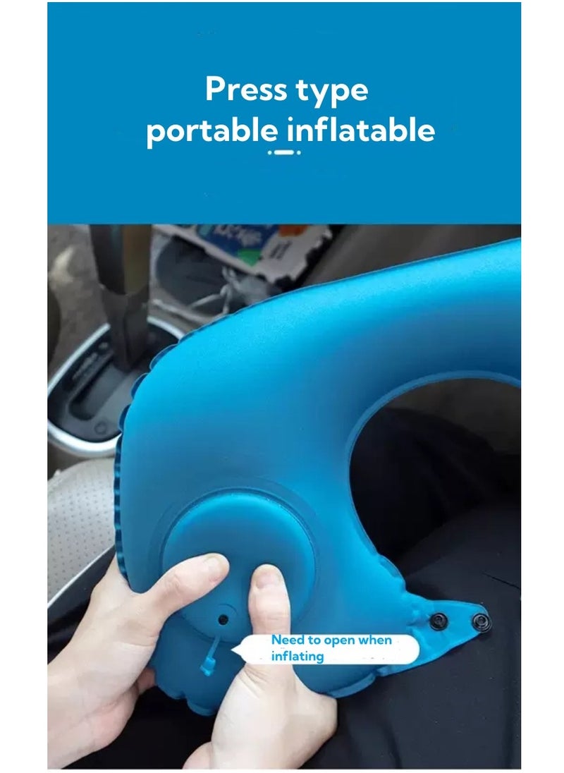 Generic - Soft Manual Press Inflatable U-Shaped Neck Pillow - Uncharged, Plant-Based Material, Portable Cervical Support Pillow, Travel and Camping Essentials. - Image 1