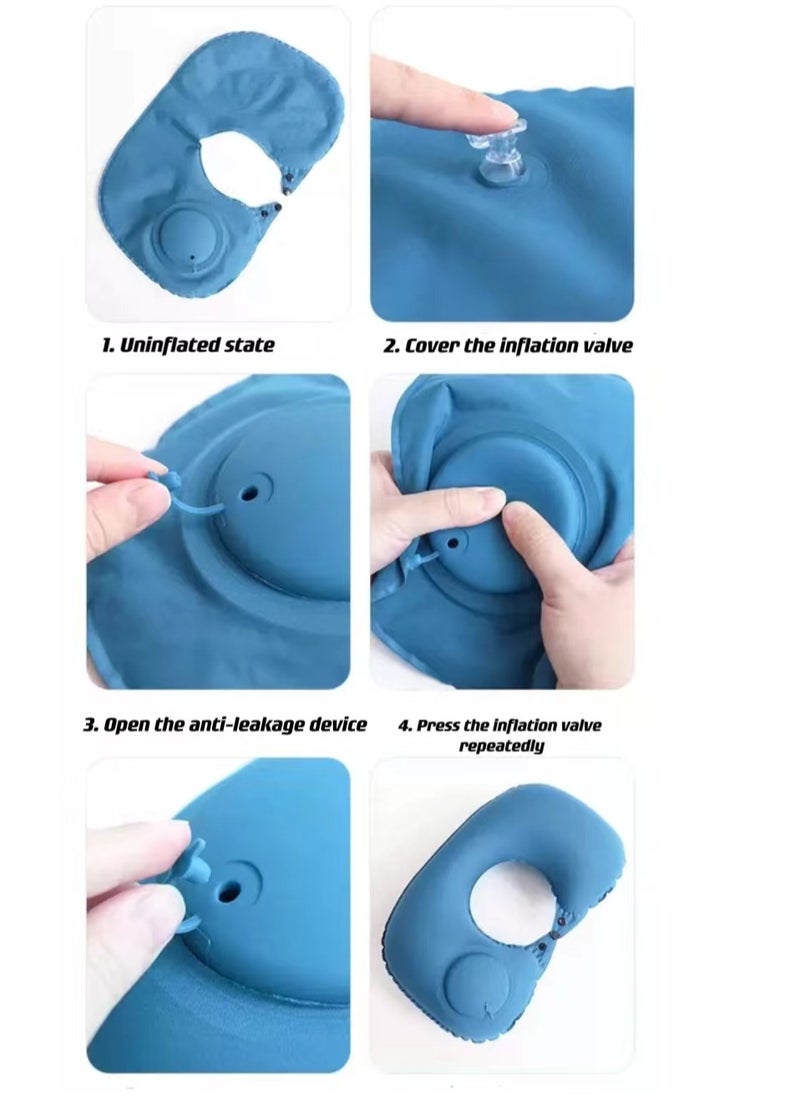 Generic - Soft Manual Press Inflatable U-Shaped Neck Pillow - Uncharged, Plant-Based Material, Portable Cervical Support Pillow, Travel and Camping Essentials. - Image 1