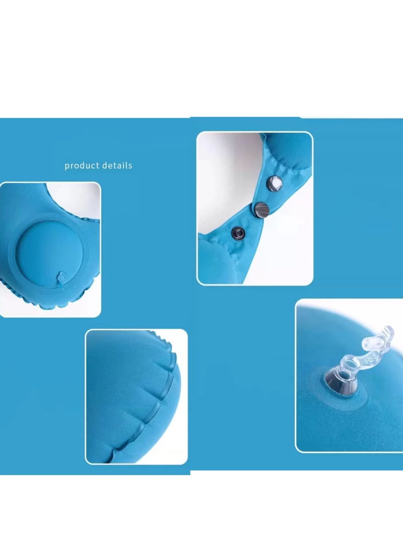 Generic - Soft Manual Press Inflatable U-Shaped Neck Pillow - Uncharged, Plant-Based Material, Portable Cervical Support Pillow, Travel and Camping Essentials. - Image 1