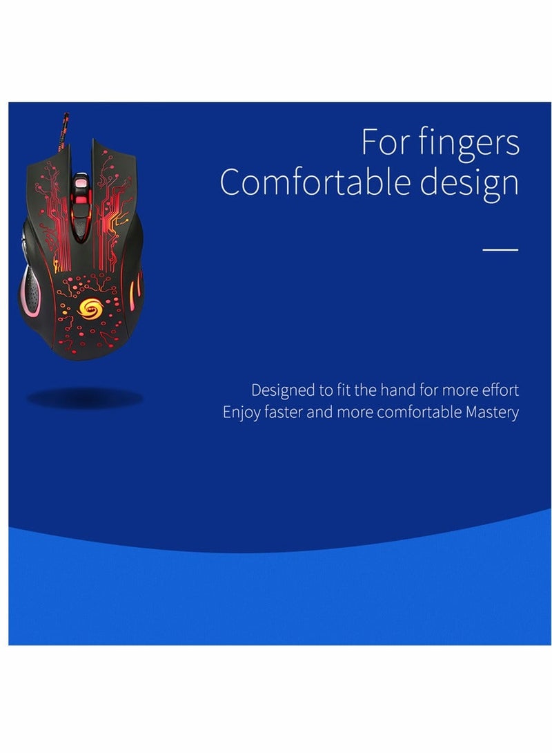 Gaming Mice, Computer Gaming Mouse Wired Manipulator Gaming Mouse Glare USB Wired Gaming Mouse Adjustable 7 Buttons LED Backlit Professional Gamer Mice Ergonomic, for PC Laptop (Black Seven Colors)  - Image 5