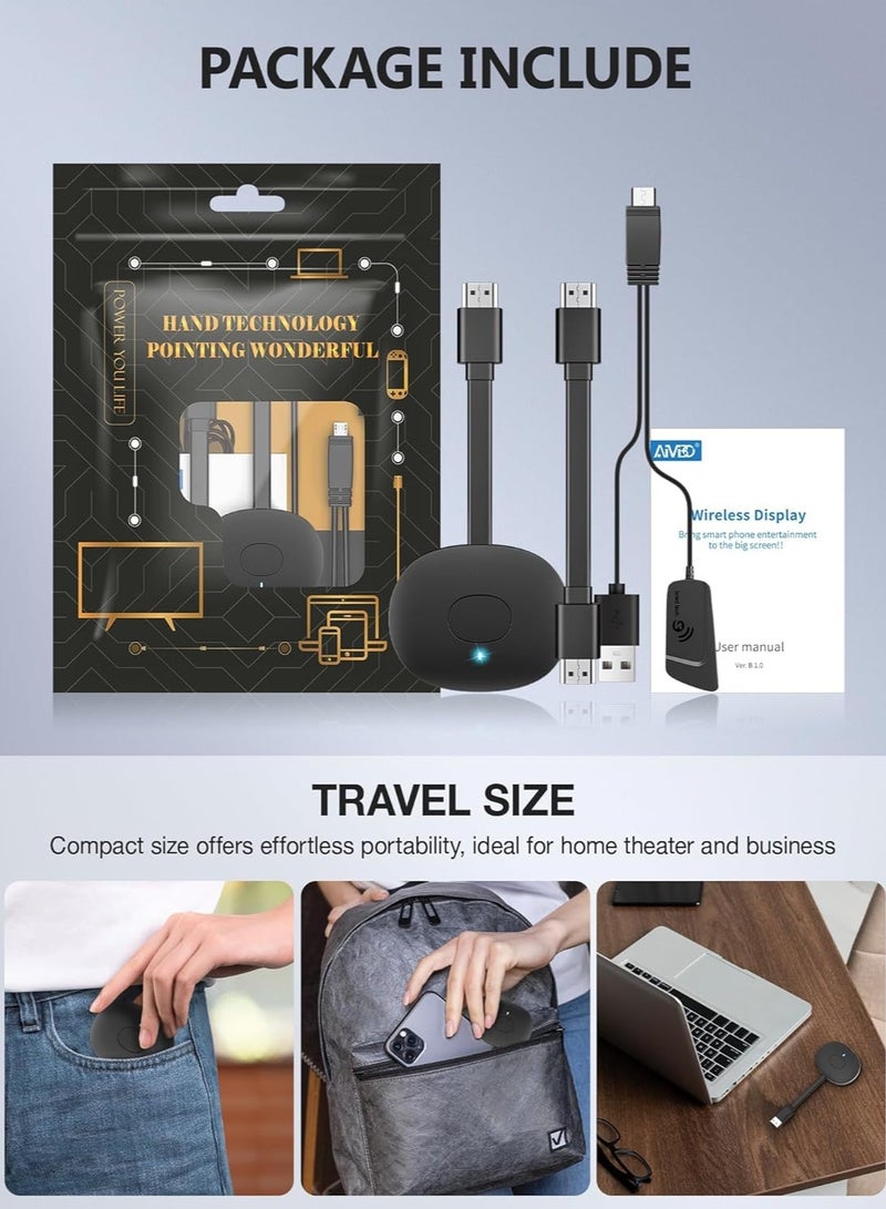 Wireless HDMI Display Adapter Dongle 4K Miracast Adapter Streaming YouTube Video/Audio Receiver for iPhone/iPad/iOS/Android/Mac/Laptop/PC to TV/Projector/Monitor - Image 3