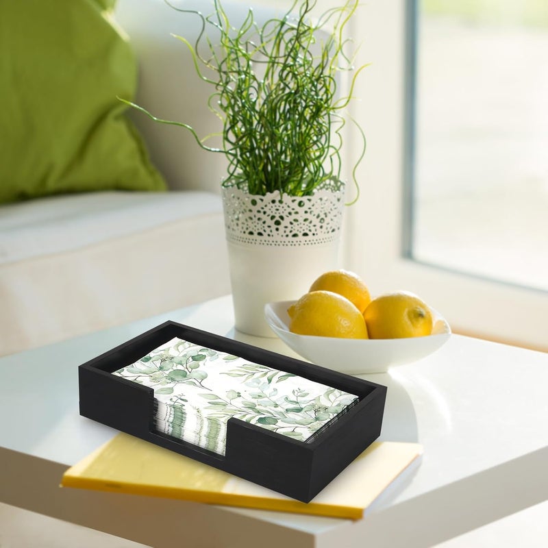 Renawe Black Wooden Napkin Holder Guest Towels Holder Flat Bathroom Napkins Holder Disposable Hand Towel Tray Cocktail Napkin Holder for Table Kitchen Counter Modern Paper Towel Holder Basket Accessories - Image 5