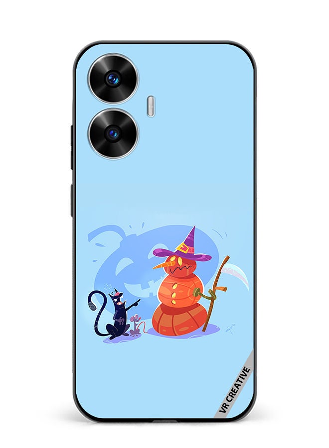 VR CREATIVE Protective Case Cover For Realme C55 Halloween Cat Design Multicolour - Image 1