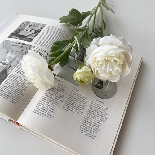 Molilito Artificial Flowers White Peonies 20pcs 60Heads Bouquet Fake Peonies Artificial Ranunculus Flowers for Indoor Faux Floral Arrangements Home Table Kitchen Wedding Party Farmhouse Decor ﻿ - Image 5
