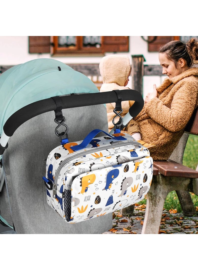 SOLARAE Stroller Organizer, Universal Stroller Cup Holder Organizer Caddy with Insulated Cup Holder Pocket, Dual Purpose Large Capacity Stroller Organizer - Image 5