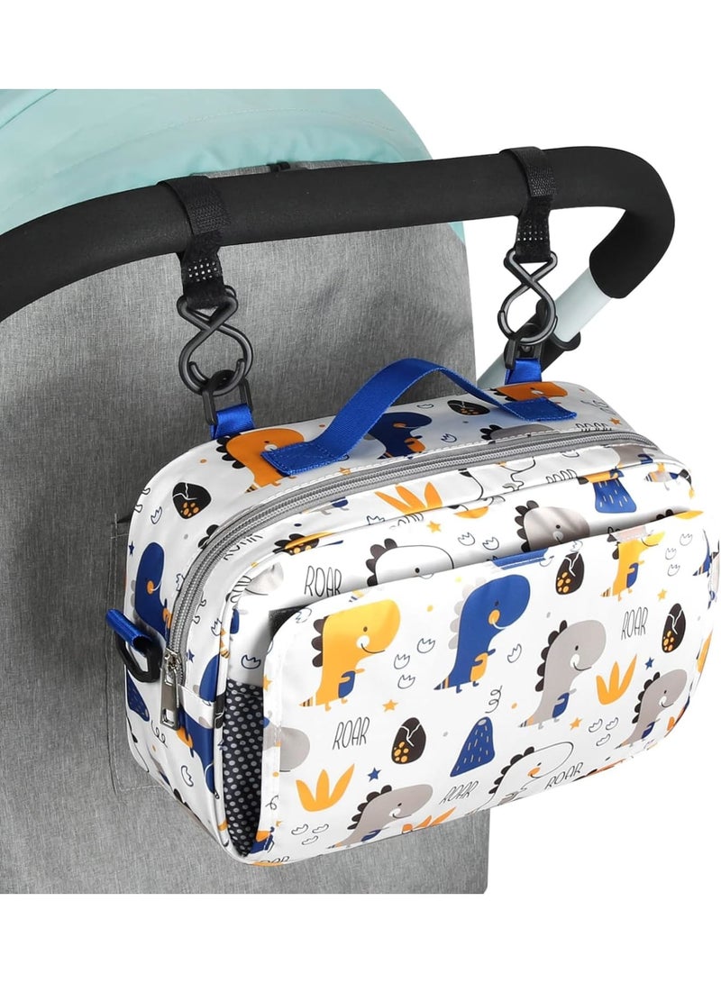 SOLARAE Stroller Organizer, Universal Stroller Cup Holder Organizer Caddy with Insulated Cup Holder Pocket, Dual Purpose Large Capacity Stroller Organizer - Image 1