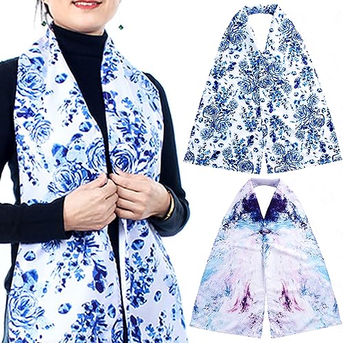VOPHIA 2 Pack Adult Bib Dining Scarf for Women Microsuede Washable Reusable Food Clothing Protectors Dining Mouth Towel Scarf (tie-dye) - Image 1