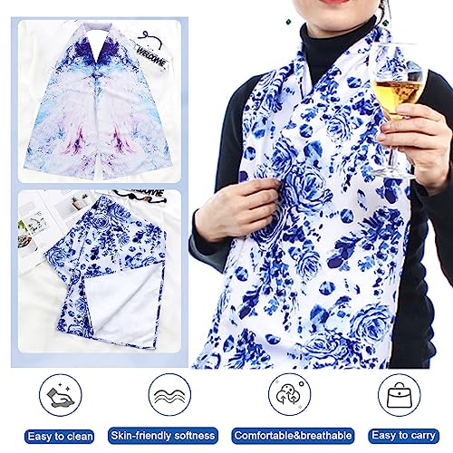 VOPHIA 2 Pack Adult Bib Dining Scarf for Women Microsuede Washable Reusable Food Clothing Protectors Dining Mouth Towel Scarf (tie-dye) - Image 5