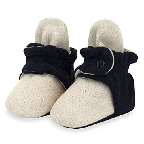 Zutano Unisex Cozie Fleece Baby Booties with Grippers, Baby Essentials, Khaki/Black, 24 Months Unisex Infant - Image 1