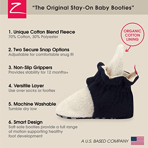 Zutano Unisex Cozie Fleece Baby Booties with Grippers, Baby Essentials, Khaki/Black, 24 Months Unisex Infant - Image 3