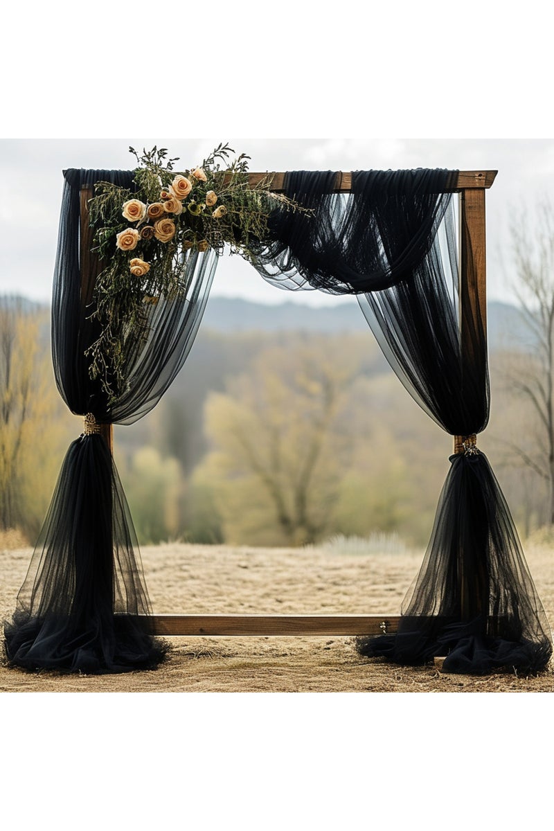 قماش تول أسود من البوليستر، قطعتان، 8 أمتار، مناسب لتزيين أقواس الزفاف وأعياد الميلاد والمسرح