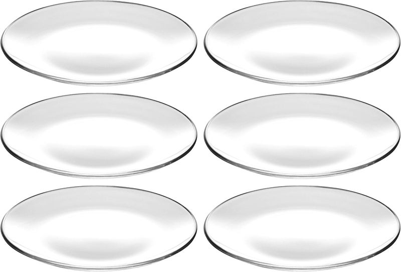 Barski  European Glass  Set of 6 Plates  Salad  Dessert  Round  Each Plate is 83 Diameter  Clear  Made in Europe - Image 1