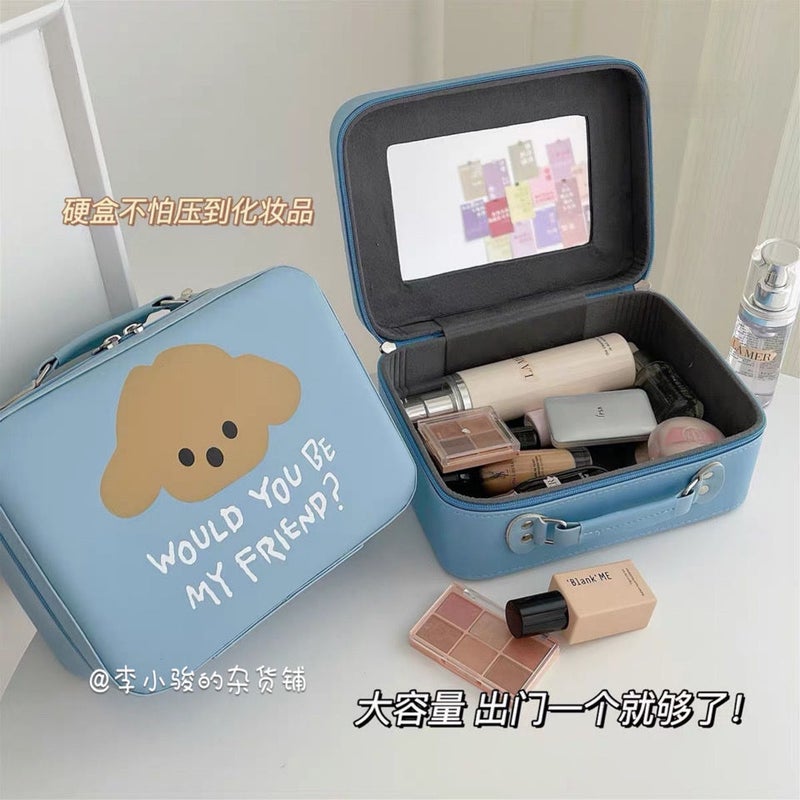 High-Looking Cartoon Makeup Case For Girls, Portable Skin Care Product Storage Box, Large-Capacity Pu Leather Suitcase - Image 2