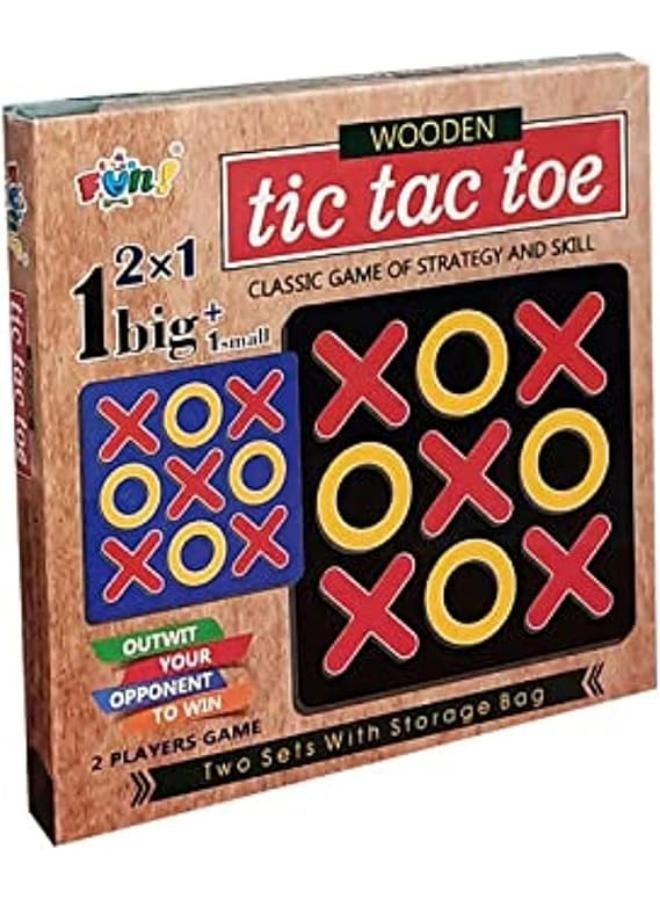 Wood)1 volume n1 + volume xo  Wooden pocket + storage bag Tic tac toe  - Image 1