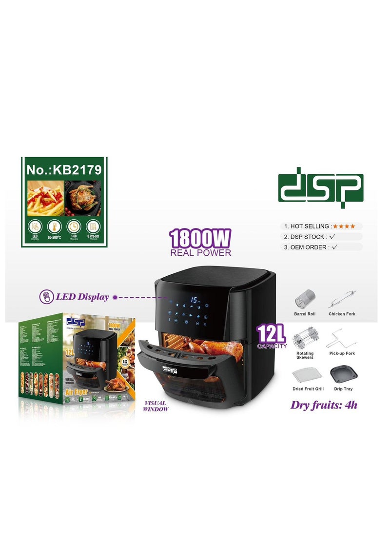 DSP - Dsp Compact 12L Digital Air Fryer - 1800W, KB2179 - Image 1