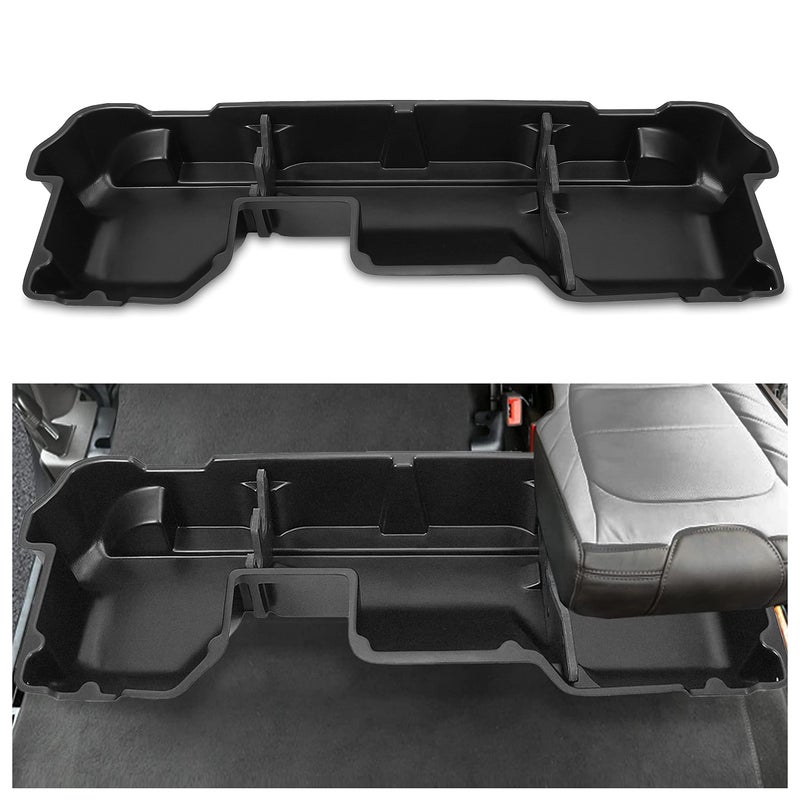 Kojem Under Seat Storage Box Compatible with 20192025 Dodge Ram 1500 Crew Cabs New Body Style Truck Organizer Back Underseat Container System Black