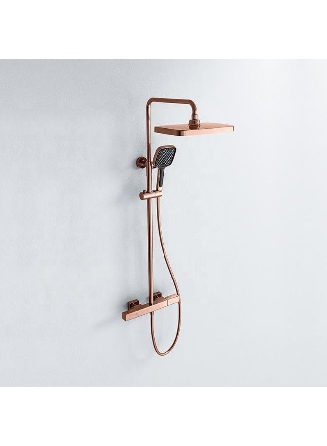 TASVORA Contemporary Stylish | Wall Faucet Shower Mixer | Square Handle Excellent Finish | Ceramic Valve Core | Made Durable Brass (ROSE GOLD) - Image 1