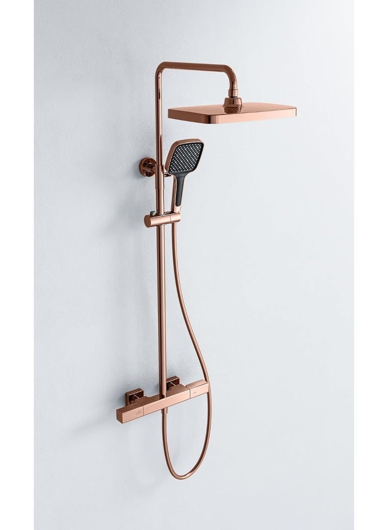 TASVORA Contemporary Stylish | Wall Faucet Shower Mixer | Square Handle Excellent Finish | Ceramic Valve Core | Made Durable Brass (ROSE GOLD) - Image 3