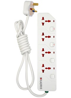 KADRIS Power Strips KD1604S Heavy Duty Extension Cord with 4 way Outlets with switches, Charging Socket with 2 meter Heat resistant  Extension Cord (White)  - Image 4
