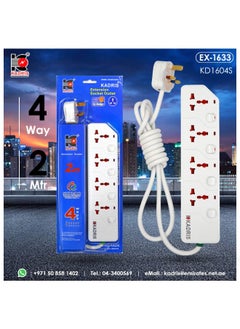 KADRIS Power Strips KD1604S Heavy Duty Extension Cord with 4 way Outlets with switches, Charging Socket with 2 meter Heat resistant  Extension Cord (White)  - Image 2