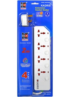 KADRIS Power Strips KD1604S Heavy Duty Extension Cord with 4 way Outlets with switches, Charging Socket with 2 meter Heat resistant  Extension Cord (White)  - Image 5
