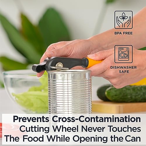 Deiss Pro Heavy Duty Can Opener Manual Smooth Edge, Handheld Can Opener With Soft Touch Handle, Rust Proof Safety Can Opener Oversized Handheld Easy Turn Knob, Best Large Lid Openers (ORANGE) - Image 5
